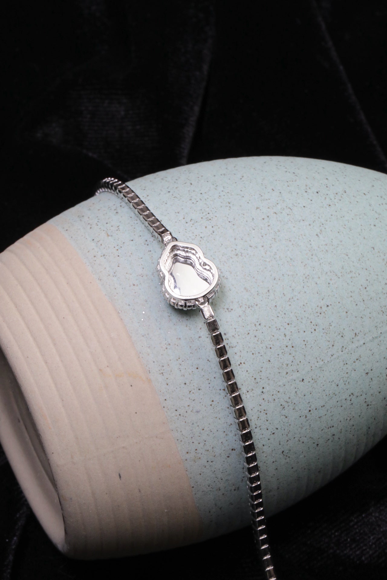 925 Silver Gourd and Jadeite Bracelet (Overall dimensions: 220mm x 10.2mm x 5.5mm)