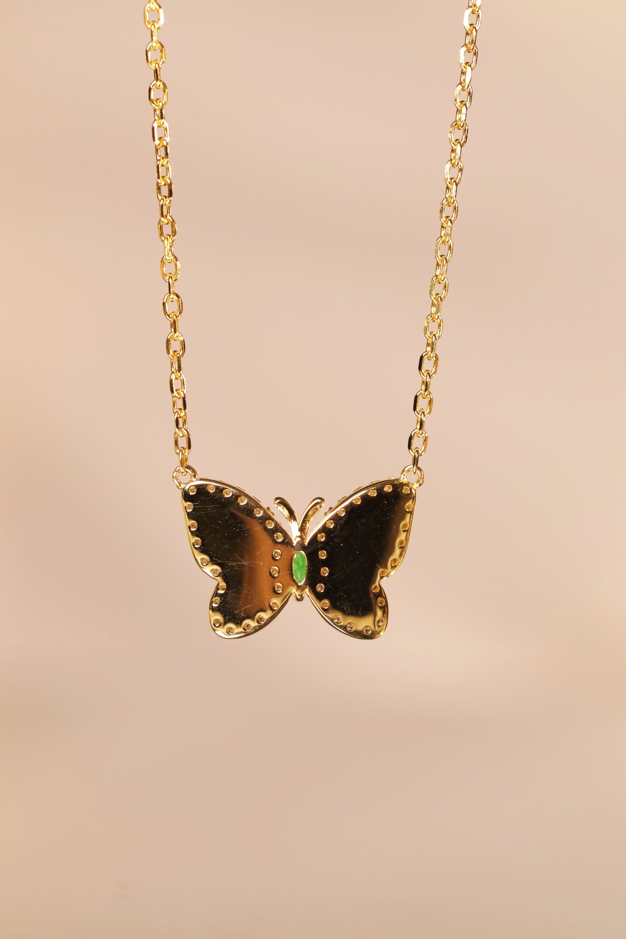 925 Silver Butterfly Jadeite Necklace (Overall Dimensions: 460mm x 10.7mm x 3.4mm)