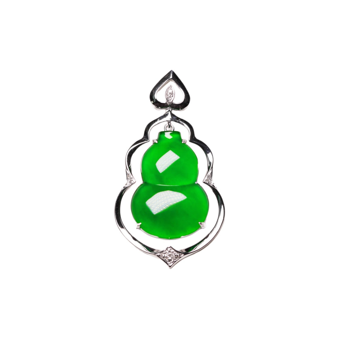 Exquisite Verdance Gourd Necklace Pendant (Overall dimensions: 33.3mm x 18.6mm x 5mm)