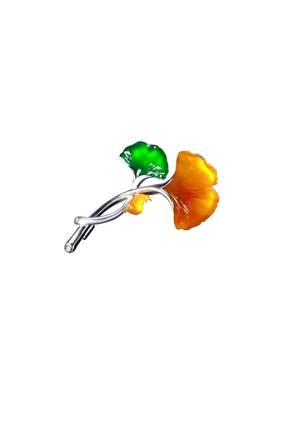 "Three Lifetimes luck of Apricots" Jadeite Apricot Leaf Brooch (Overall dimensions: 46.8mm x 29.5mm)