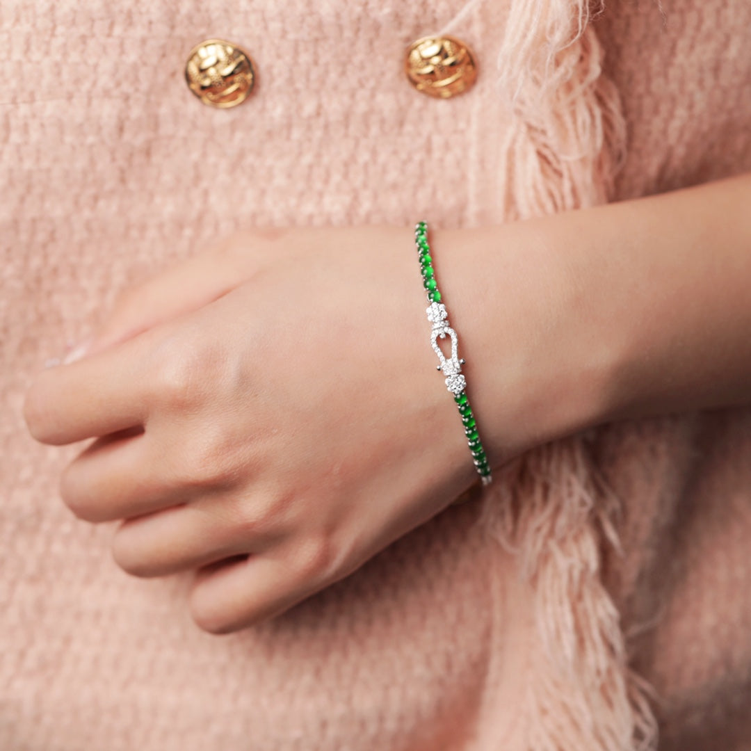 925 Silver and Oval Jadeite Cabochon Bracelet (Overall Dimensions: 200mm x 8.6mm x 4.2mm)