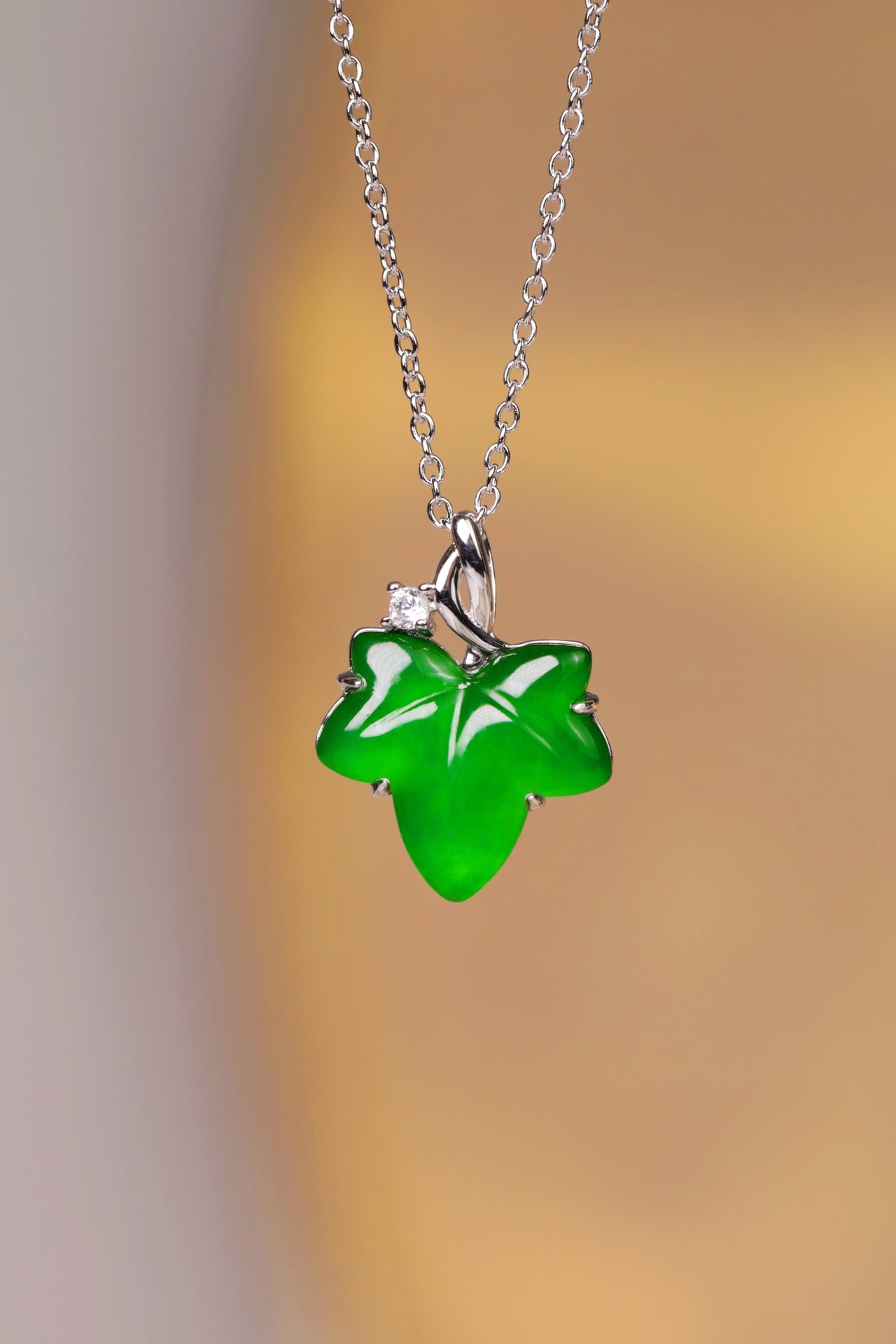 925 Silver Jade Necklace with "Cotton-like Inclusion" Design (Overall Dimensions: 475mm x 18.5mm x 4.1mm)