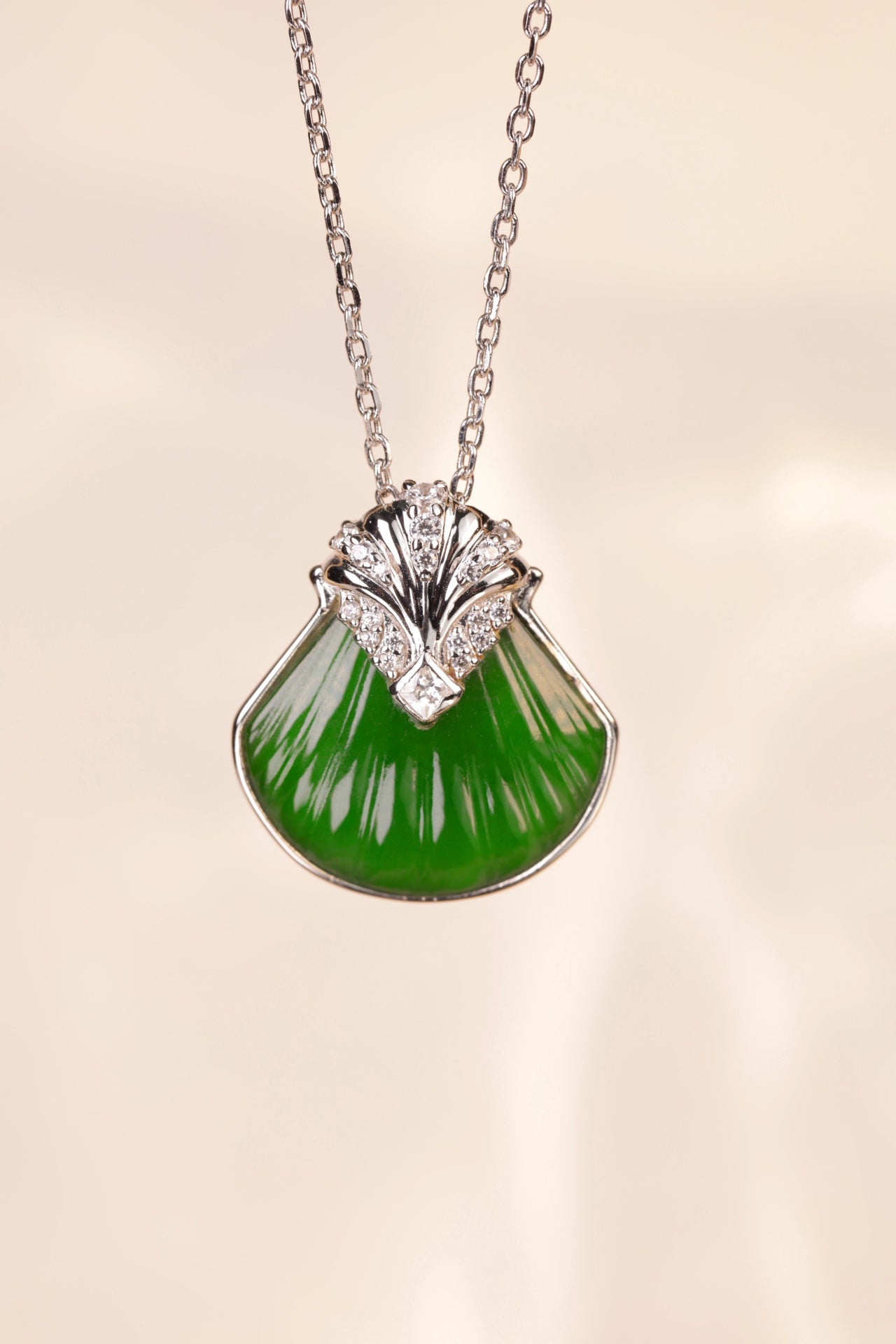 925 Silver "Tidal Reverie" Jade Necklace (Overall dimensions: 470mm x 21.6mm x 4.3mm)
