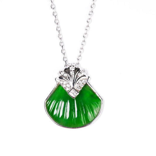 925 Silver "Tidal Reverie" Jade Necklace (Overall dimensions: 470mm x 21.6mm x 4.3mm)