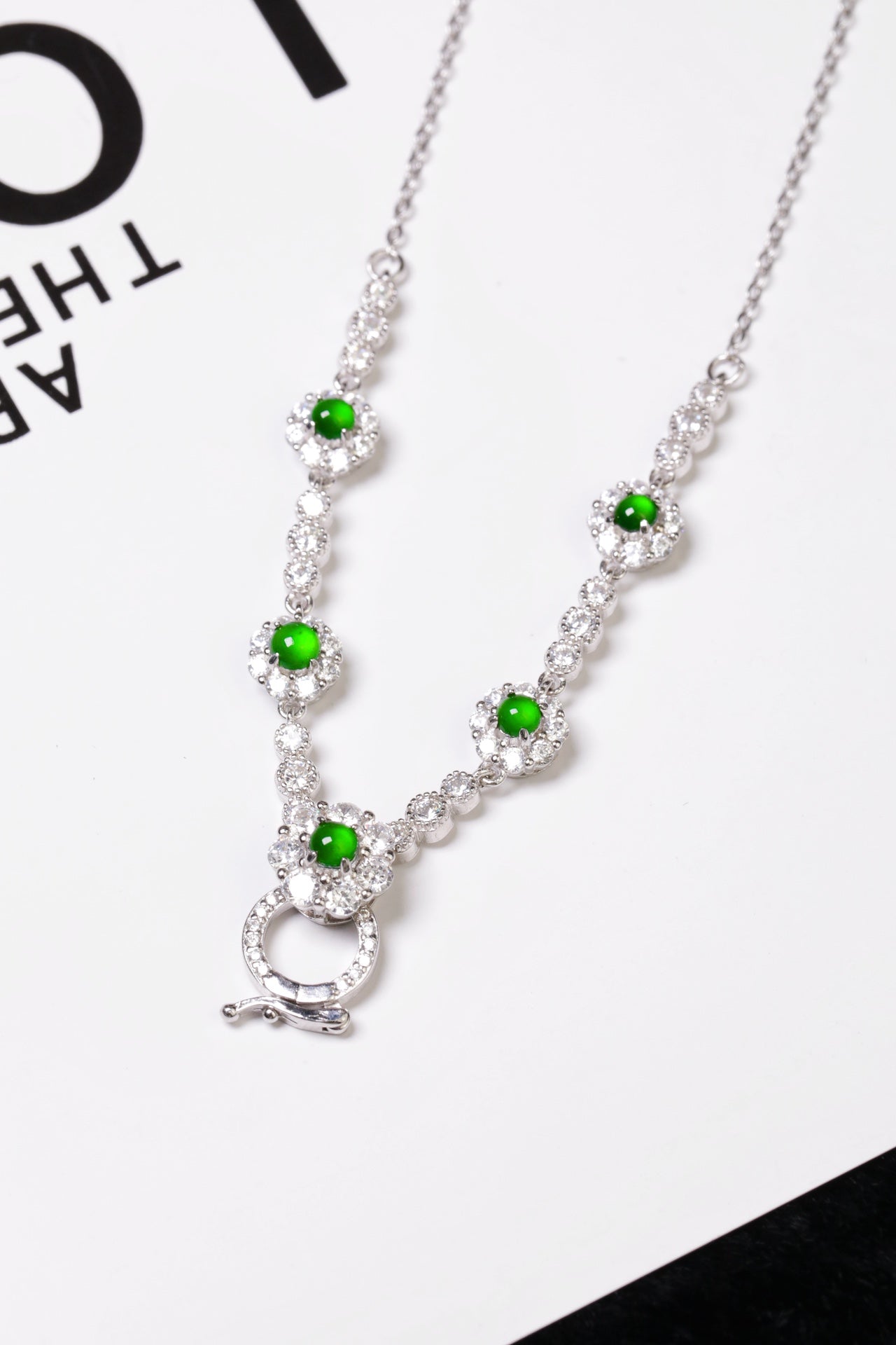 925 Silver Jadeite Cabochon Versatile Necklace (Total Length: 260mm)