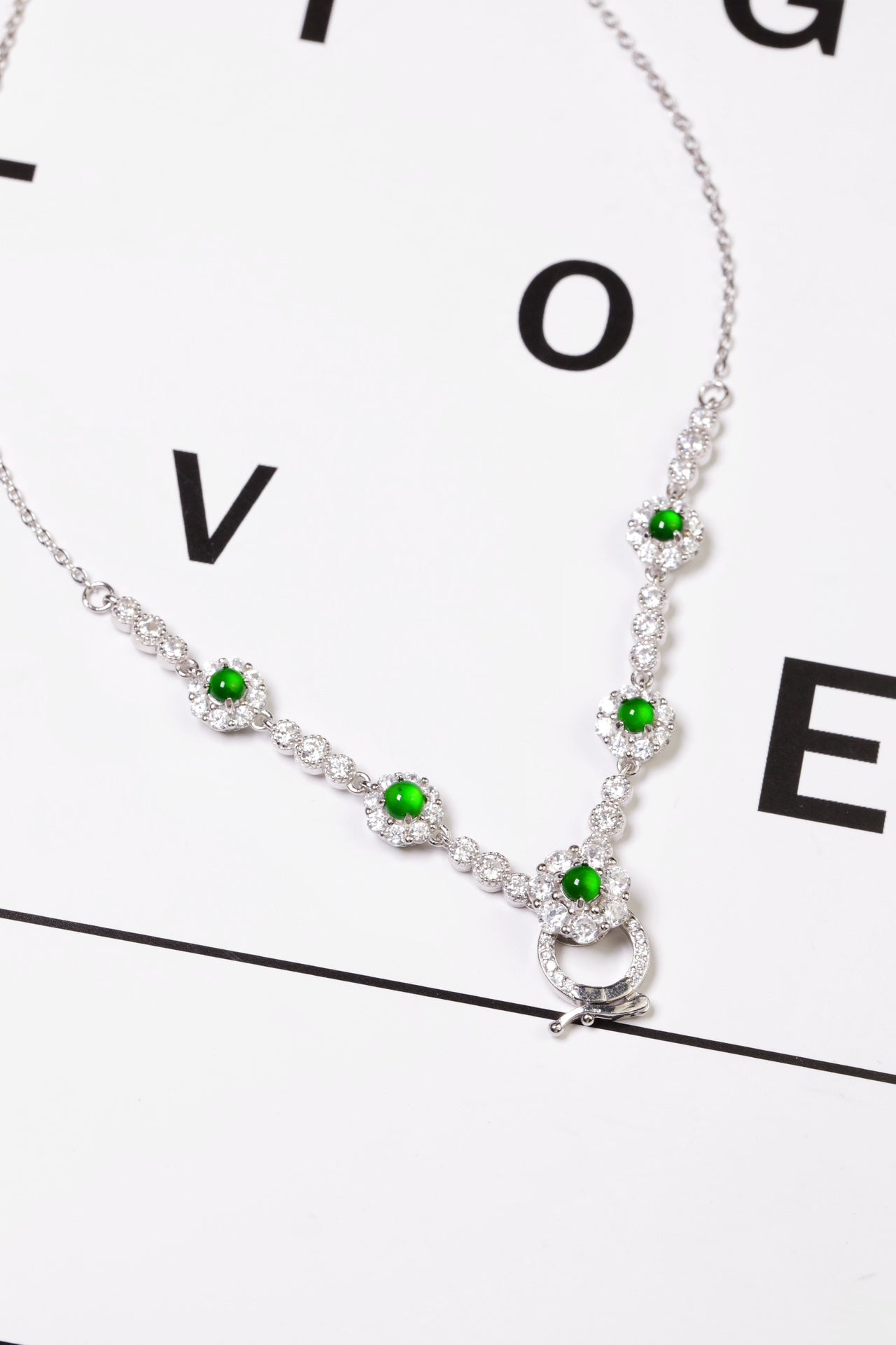 925 Silver Jadeite Cabochon Versatile Necklace (Total Length: 260mm)