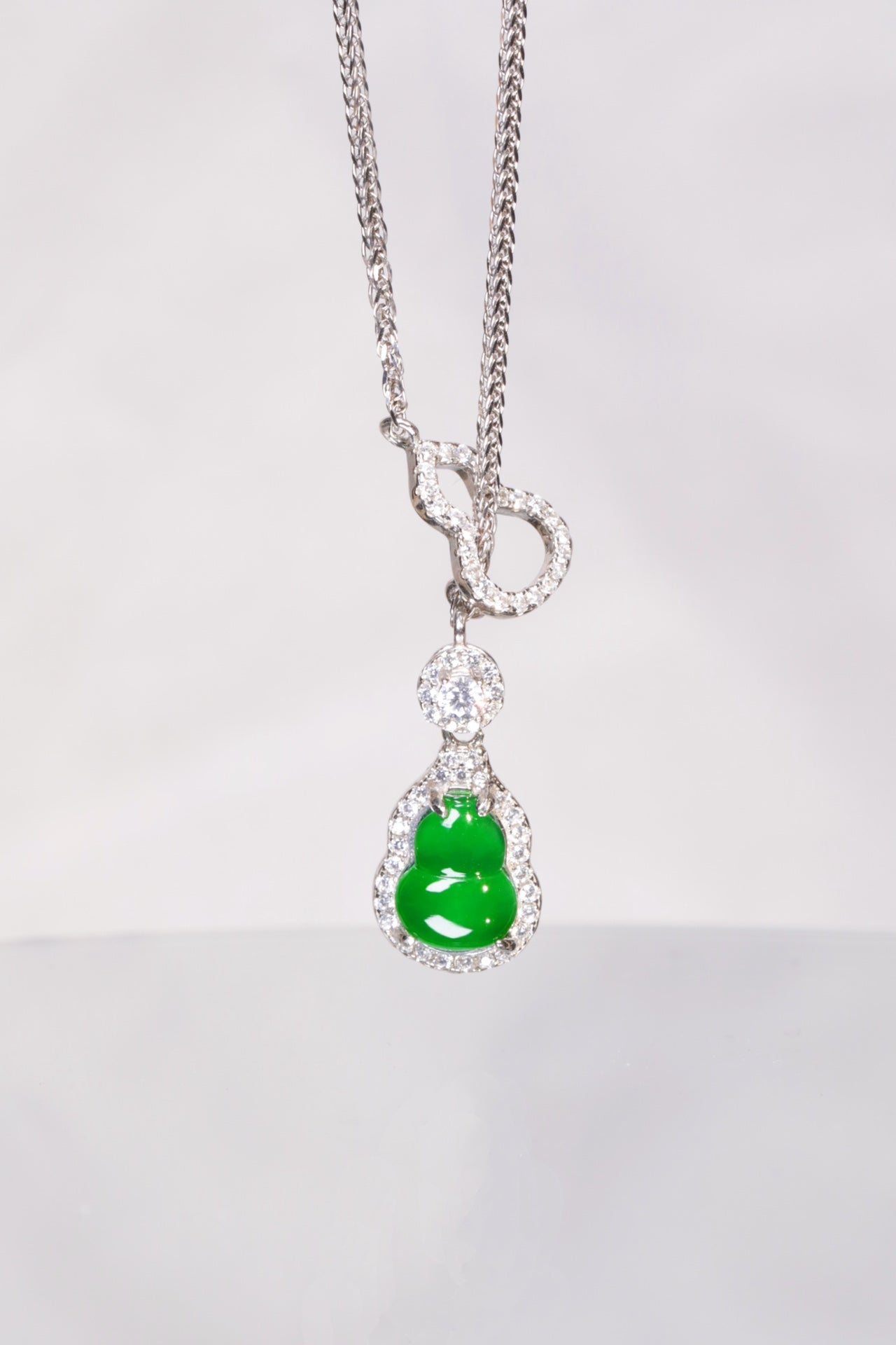 925 Silver Gourd Necklace; overall dimensions: 480mm x 9.4mm x 4.9mm.