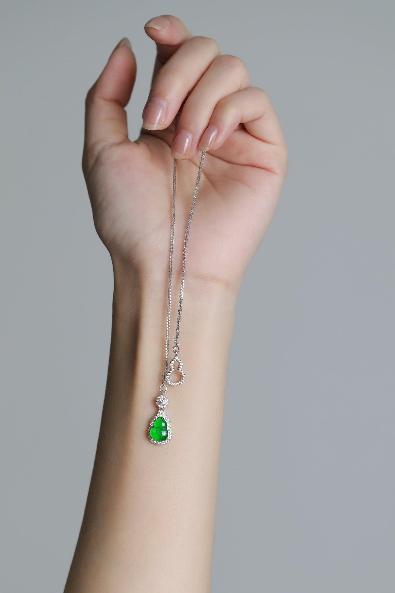 925 Silver Gourd Necklace; overall dimensions: 480mm x 9.4mm x 4.9mm.