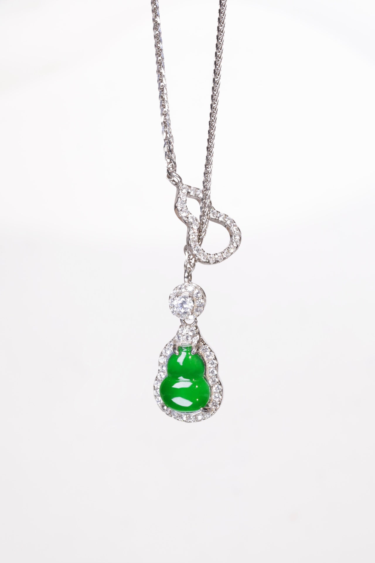 925 Silver Gourd Necklace; overall dimensions: 480mm x 9.4mm x 4.9mm.
