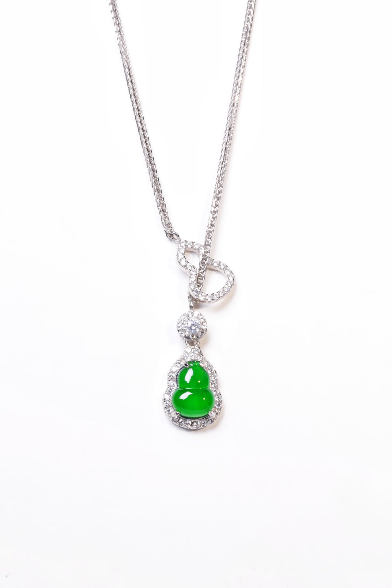 925 Silver Gourd Necklace; overall dimensions: 480mm x 9.4mm x 4.9mm.