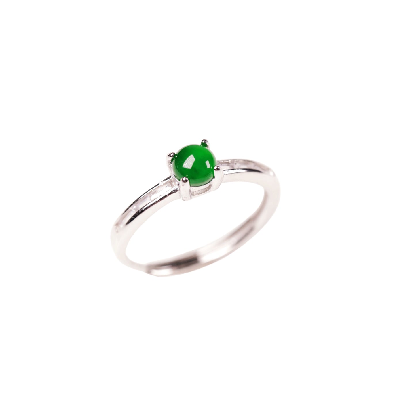 925 Silver Minimalist Oval Jadeite Ring (Overall Dimensions: 20mm x 5mm x 5.4mm)