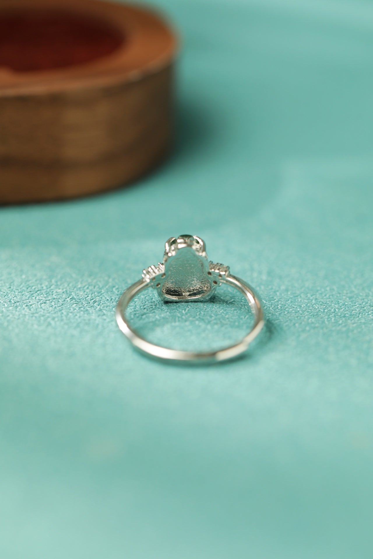 925 Silver Jade Gourd Ring (Overall dimensions: 11.4mm x 10mm x 4.8mm)