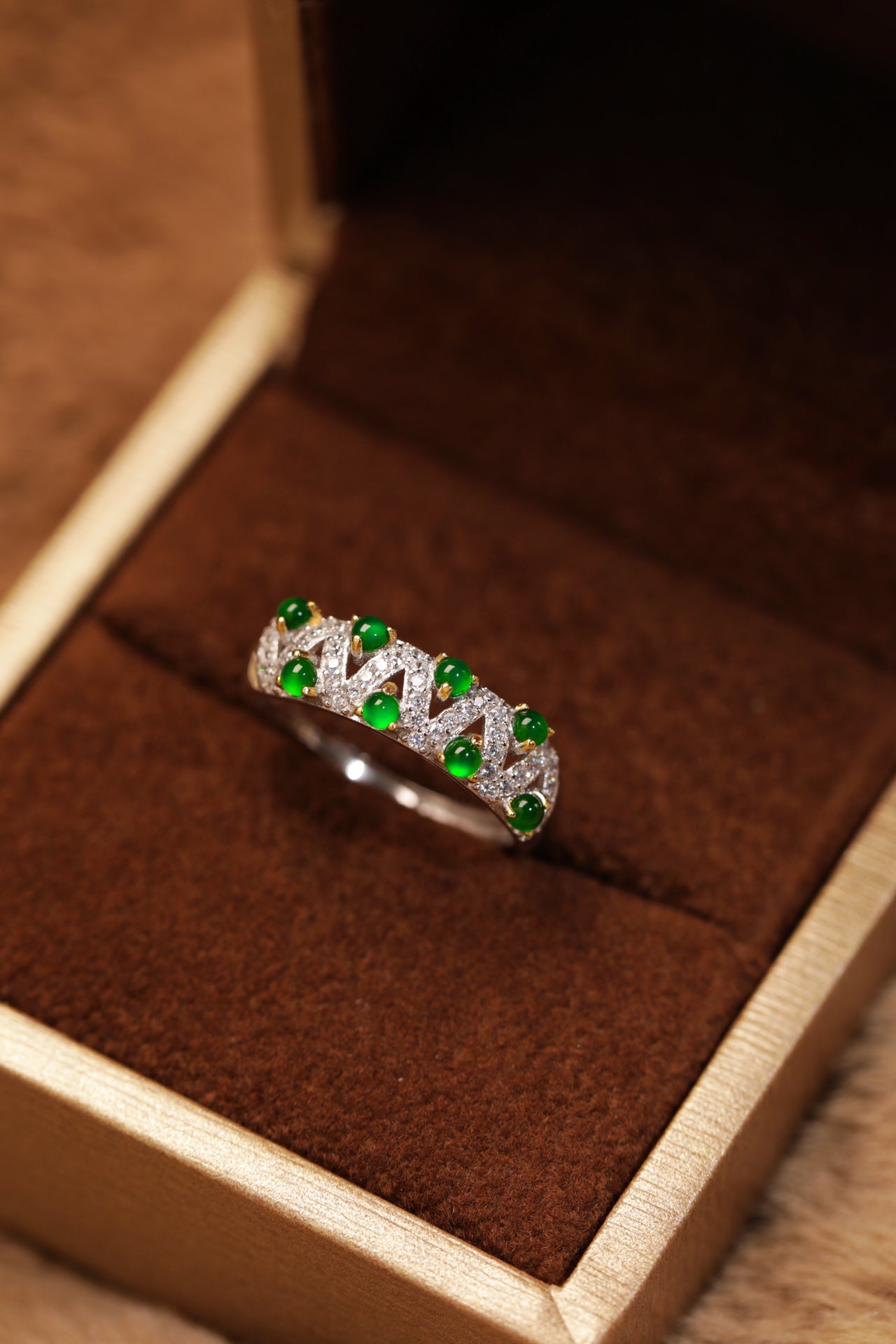 925 Sterling Silver "Nianxiang" (Cherished Thought) Jade Ring – Overall dimensions: 21mm x 6mm x 2.9mm