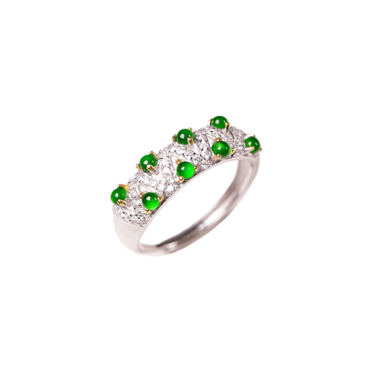 925 Sterling Silver "Nianxiang" (Cherished Thought) Jade Ring – Overall dimensions: 21mm x 6mm x 2.9mm