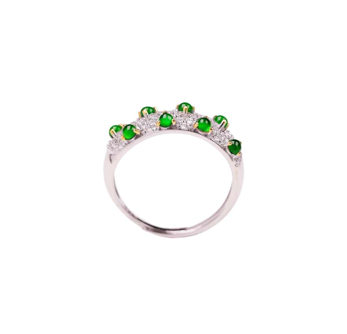 925 Sterling Silver "Nianxiang" (Cherished Thought) Jade Ring – Overall dimensions: 21mm x 6mm x 2.9mm