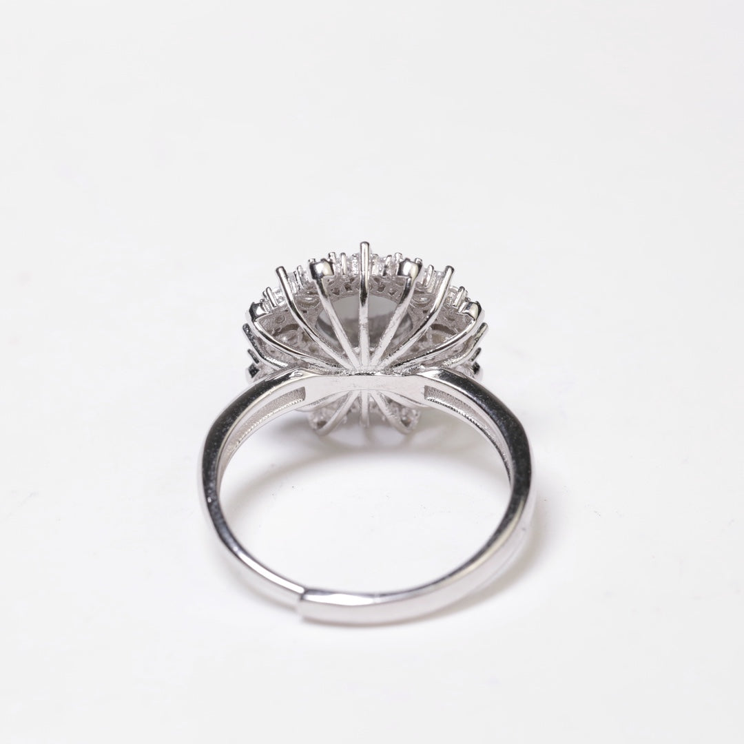 925 Silver Jade Ring with Oval Cabochon (Overall Dimensions: 16mm x 16mm x 9.2mm)
