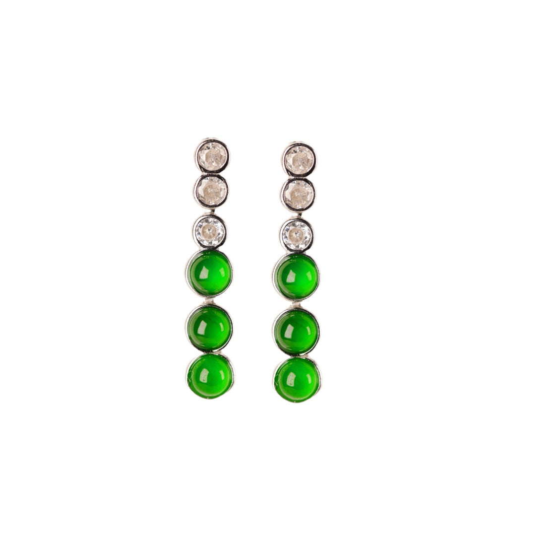 925 silver jadeite drop earrings featuring oval cabochons; overall dimensions: 22mm x 4.4mm x 2.5mm.