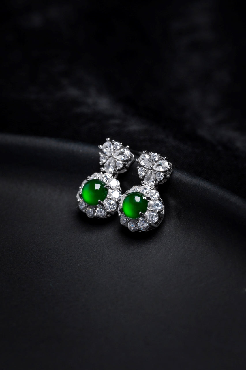 925 Silver Oval Jadeite Stud Earrings; overall dimensions: 15.3mm x 8.6mm x 6.4mm.