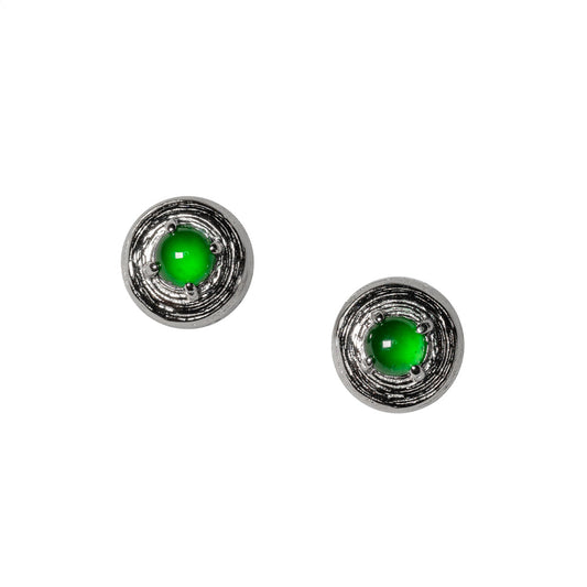 925 silver jadeite stud earrings with oval cabochons; overall dimensions: 7.6mm x 7.6mm x 4.9mm.