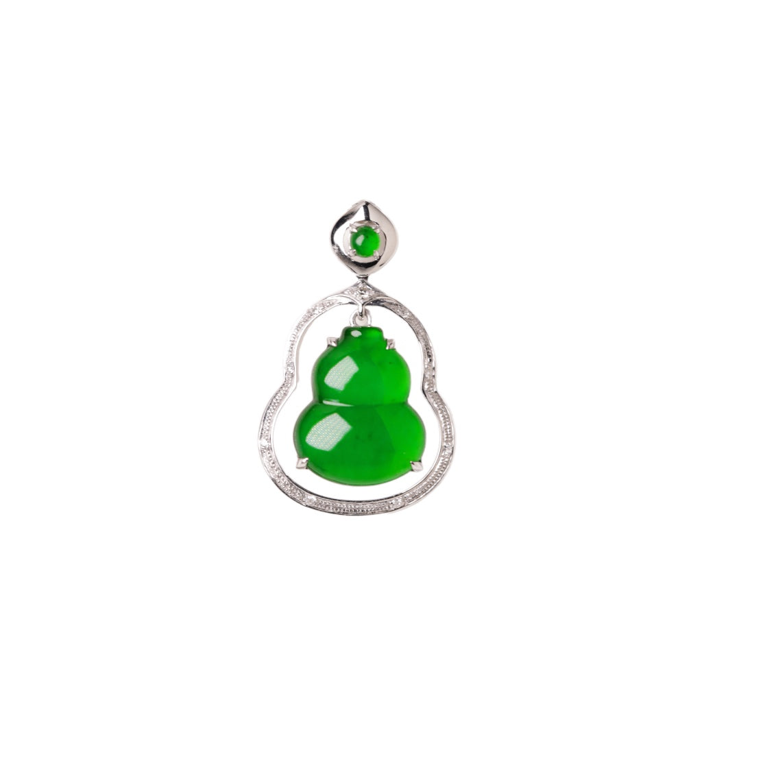 Exquisite Verdance Gourd Necklace Pendant (Overall dimensions: 23.8mm x 14.9mm x 5.5mm)