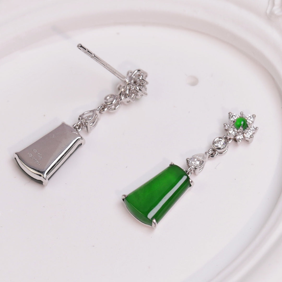 Exquisite Verdance Square-Pendant Earrings (Overall dimensions: 23mm x 7mm x 3mm)