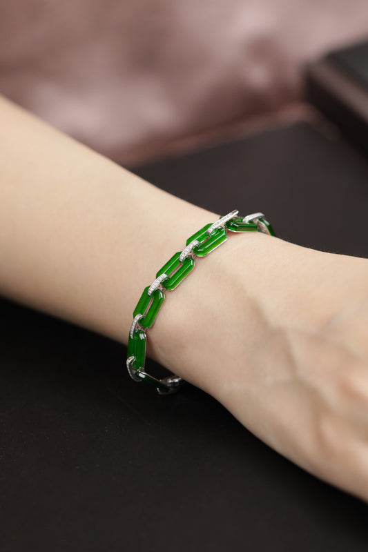 Exquisite Verdance Square-Link Bracelet (Overall dimensions: 180mm x 8mm x 4.7mm)