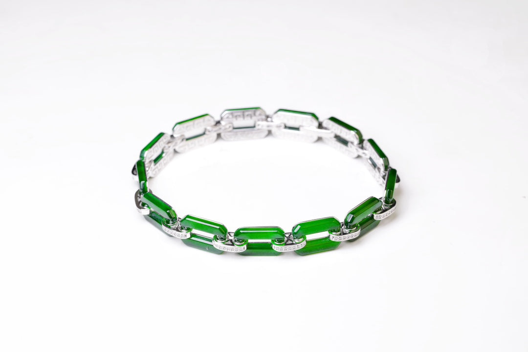 Exquisite Verdance Square-Link Bracelet (Overall dimensions: 180mm x 8mm x 4.7mm)