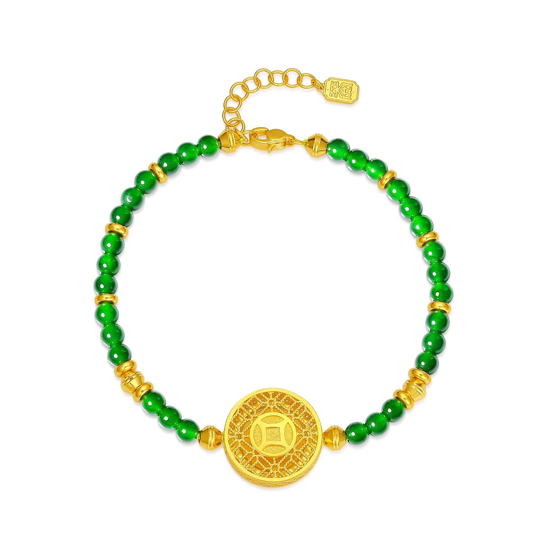 Quintessence of the East Pure Gold and Jade Bracelet ("Four Seasons of Splendor") – Net Gold Weight: 9.125g