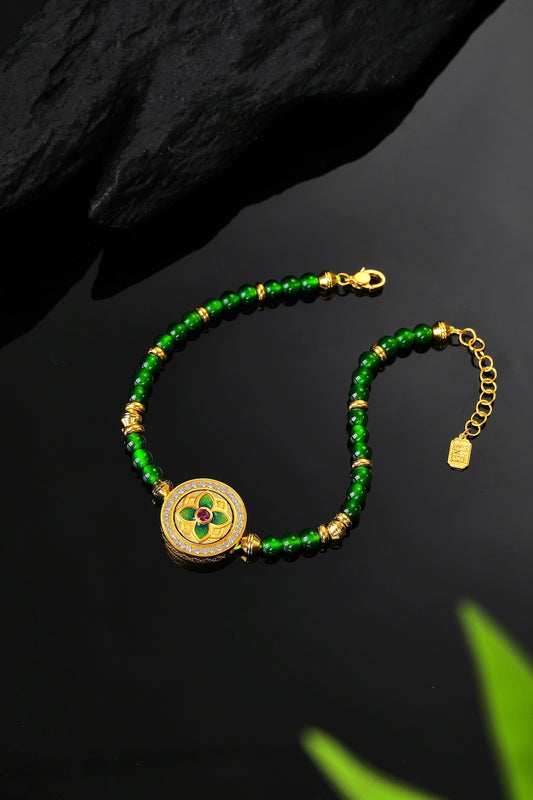 Quintessence of the East Pure Gold and Jade Bracelet ("Four Seasons of Splendor") – Net Gold Weight: 9.125g