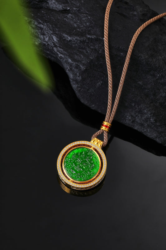Quintessence of the East Pure Gold and Jade "God of Wealth" Necklace (Net Gold Weight: 15.89g)
