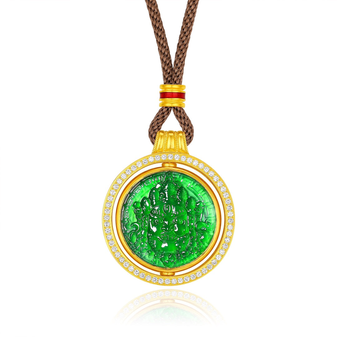Quintessence of the East Pure Gold and Jade "God of Wealth" Necklace (Net Gold Weight: 15.89g)