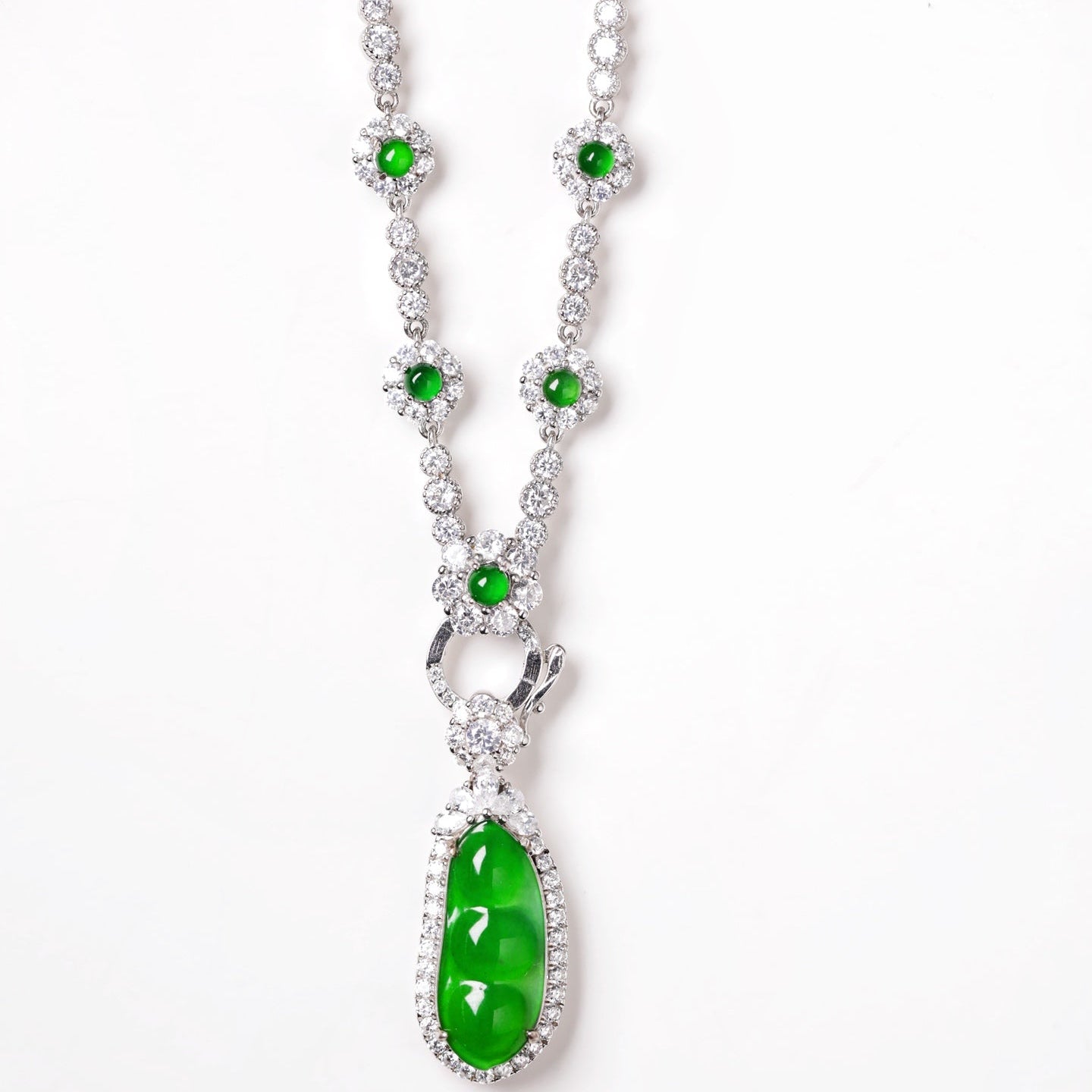 925 Silver and Jade "Lucky Bean" Necklace Set